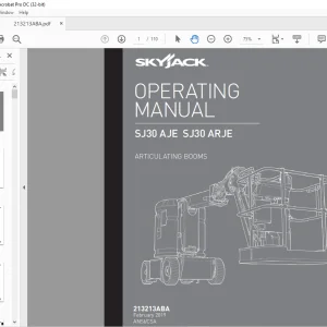 Skyjack SJ30 AJE SJ30 ARJE Articulating Boom Operating Manual 213213ABA - PDF DOWNLOAD