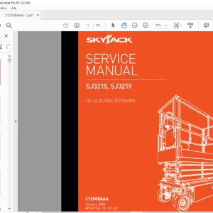 Skyjack SJ3215, SJ3219 DC Electric Scissors Service Manual 212508AAA - PDF DOWNLOAD