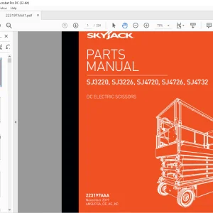 Skyjack SJ3220 SJ3226 SJ4720 SJ4726 SJ4732 DC Electric Scissors Parts Manual 223197AAA - PDF DOWNLOAD