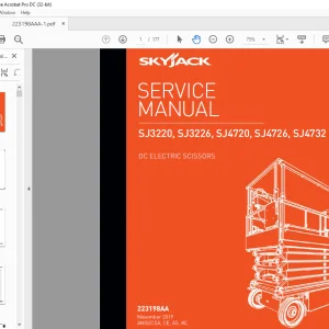 Skyjack SJ3220, SJ3226, SJ4720, SJ4726, SJ4732, DC Electric Scissors Service Manual 223198AA  - PDF DOWNLOAD