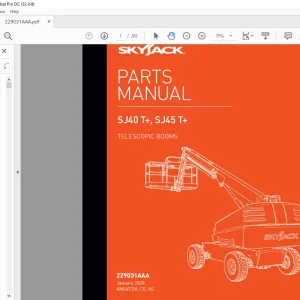 Skyjack SJ40 T+, SJ45 T+ Telescopic Booms Parts Manual 229031AAA - PDF DOWNLOAD