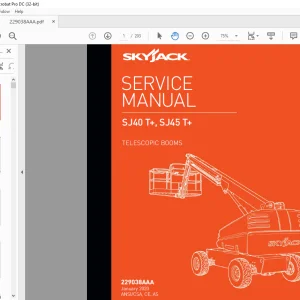 Skyjack SJ40 T+, SJ45 T+ Telescopic Booms Service Manual 229038AAA - PDF DOWNLOAD