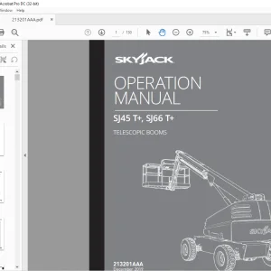 Skyjack SJ45 T+, SJ66 T+ Telescopic Booms Operation Manual 213201AAA - PDF DOWNLOAD