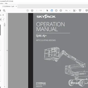 Skyjack SJ46 AJ+ Articulating Booms Operation Manual 213208AAA - PDF DOWNLOAD