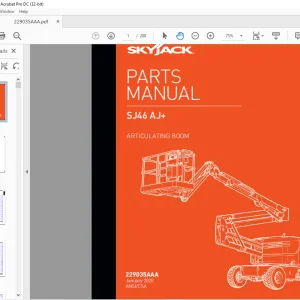 Skyjack SJ46 AJ+ Articulating Booms Parts Manual 229035AAA - PDF DOWNLOAD