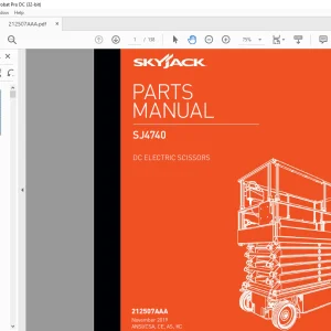 Skyjack SJ4740 DC Electric Scissors Parts Manual 212507AAA - PDF DOWNLOAD