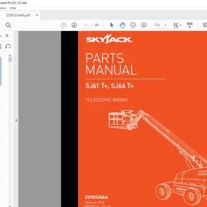 Skyjack SJ61 T+, SJ66 T+ Telescopic Booms Parts Manual 229032AAA - PDF DOWNLOAD