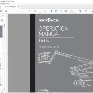 Skyjack SJ63 AJ+ Articulating Booms Operation Manual 213211AAA  - PDF DOWNLOAD