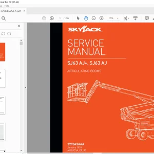 Skyjack SJ63 AJ+, SJ63 AJ Articulating Booms Service Manual 229043AAA - PDF DOWNLOAD