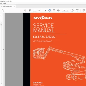 Skyjack SJ63 AJ+, SJ63 AJ Articulating Booms Service Manual 229043AAA -  PDF DOWNLOAD
