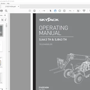 Skyjack SJ643 TH & SJ843 TH Telehandler Operating Manual 216201ADA -  PDF DOWNLOAD