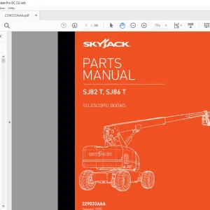 Skyjack SJ82T, SJ86T TELESCOPIC BOOMS PARTS MANUAL 229033AAA - PDF DOWNLOAD