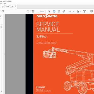 Skyjack SJ85 AJ Articulating Boom Service Manual 210341AF - PDF DOWNLOAD
