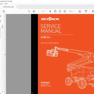 Skyjack SJ85 AJ Articulating Boom Service Manual 229044ACA - PDF DOWNLOAD