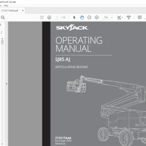 Skyjack SJ85 AJ Articulating Booms Operating Manual 213217AAA - PDF DOWNLOAD
