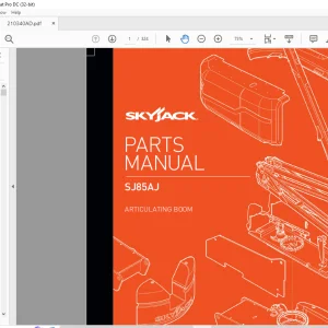 Skyjack SJ85AJ Articulating Boom Parts Manual 210340AD - PDF DOWNLOAD