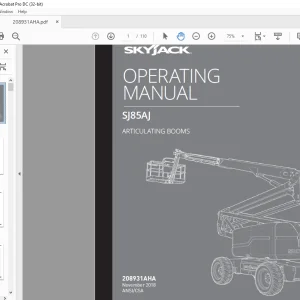 Skyjack SJ85AJ Articulating Booms Operating Manual 208931AHA - PDF DOWNLOAD