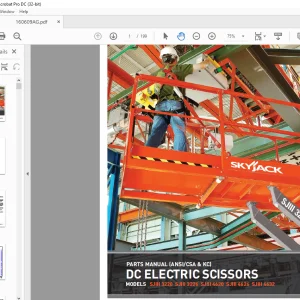 Skyjack SJIII 3220 SJIII 3226 SJIII 4620 SJIII 4626 SJIII 4632 DC ELECTRIC SCISSORS PARTS MANUAL 160609AG - PDF