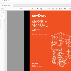 Skyjack SJIII 4740 DC Electric Scissors Service Manual 196430AD - PDF DOWNLOAD