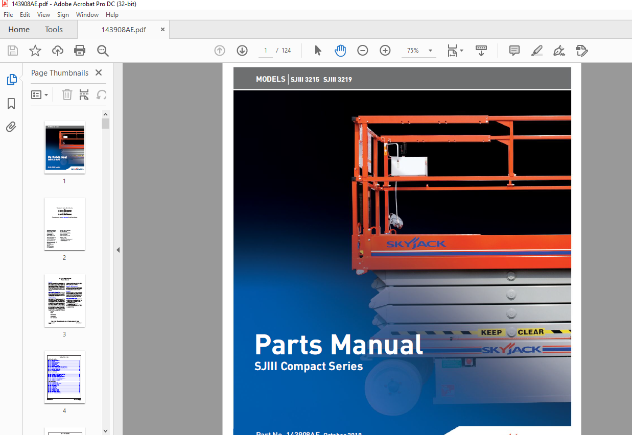 Skyjack SJIII Compact Series SJIII 3215 SJIII 3219 Parts Manual