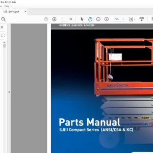 Skyjack SJIII Compact Series SJIII 3215 SJIII 3219 Parts Manual 155180AE -  PDF DOWNLOAD