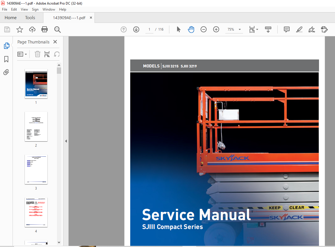 Skyjack SJIII Compact Series SJIII 3215 SJIII 3219 Service Manual