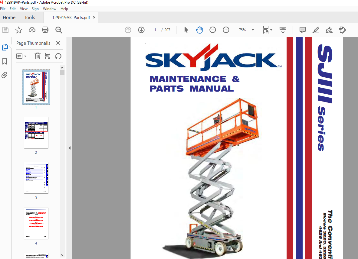 Skyjack SJIII Series 3220 3226 4620 4626 & 4632 Conventional