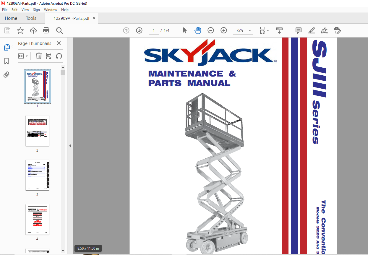 Skyjack SJIII Series 3220 & 3226 Conventional Maintenance & Parts