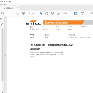 Still Sted Forklift 1801 electric steering (ELK 2) FM-X error list Manual - PDF DOWNLOAD