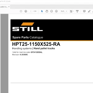 Still Sted Forklift HPT25-1150X525-RA & HPT30-1150X525-RA Hand Pallet Truck Spare Parts Manual -  PDF DOWNLOAD