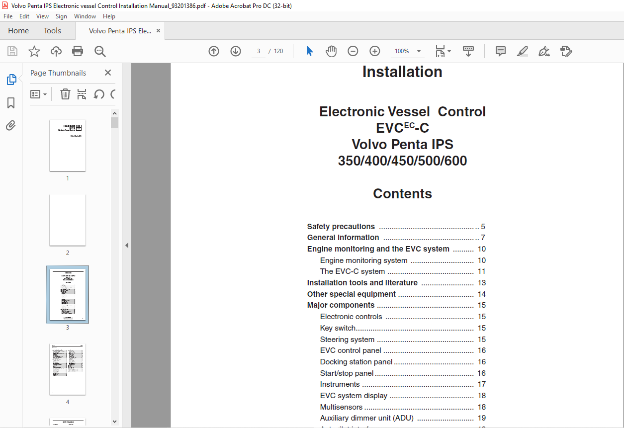 Volvo Penta IPS Electronic Vessel Control EVCEC-C Installation Manual ...