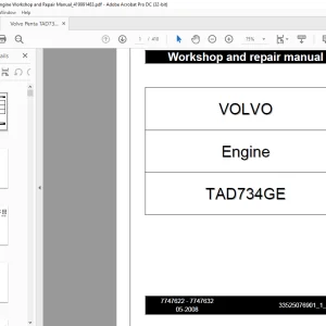 Volvo Penta TAD734GE Engine Workshop & Repair Manual 419991483 - PDF DOWNLOAD