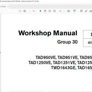 Volvo Penta TAD950VE, TAD951VE, TAD952VE TAD1250VE, TAD1251VE, TAD1252VE TWD1643GE, TAD1650VE Group 30 Workshop Manual 425411955 - PDF