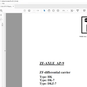 ZF-AXLE AP-9 ZF-differential carrier HK DK-7 DKZ-7 Repair Manual 5871218002 - PDF DOWNLOAD