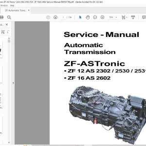 ZF Automatic Transmission ZF-AS Tronic 12AS 2302 2530 2531 ZF 16AS 2602 Service Manual 899501708  - PDF DOWNLOAD