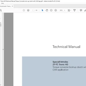 ZF Automatic Transmission ZF TC Tronis HD Torque Converter lock-up clutch with CAN Application Technical Manual -  PDF DOWNLOAD