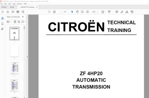 ZF Citroen 4HP20 Automatic Transmission Technical Manual - PDF DOWNLOAD