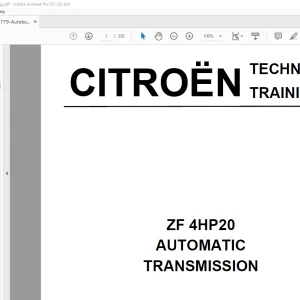 ZF Citroen 4HP20 Automatic Transmission Technical Manual - PDF DOWNLOAD