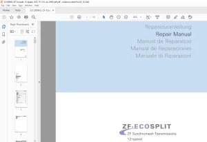 ZF-Ecosplit Synchromesh Transmission 12-speed Repair Manual 1325751101 - PDF DOWNLOAD
