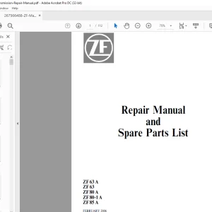 ZF Marine Transmission ZF63A ZF63 ZF80 A ZF80-1 A ZF85 A Repair Manual & Parts Manual - PDF DOWNLOAD