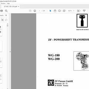 ZF Powershift Transmission WG 180 & WG 200 Workshop Manual - PDF DOWNLOAD
