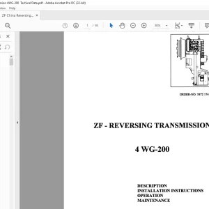 ZF Reversing Transmission 4WG-200 Operation & Maintenance Manual - PDF DOWNLOAD