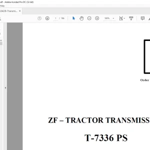 ZF Tractor Transmission T-7336 PS Repair Manual - PDF DOWNLOAD