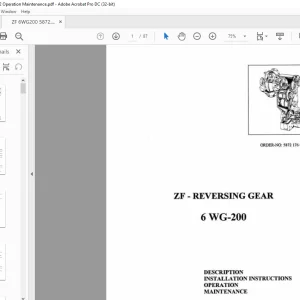ZF Transmission ZF Reversing Gear 6 WG-200 Operation & Maintenance Manual 5872176002 - PDF DOWNLOAD