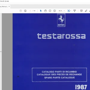1987 Ferrari Testarossa Spare Parts Catalogue Manual - PDF DOWNLOAD