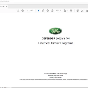 2003 Land Rover 316 DEFENDER 2002MY ON Electrical Circuit Diagrams Manual - PDF DOWNLOAD