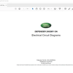 2003 Land Rover 316 DEFENDER 2002MY ON Electrical Circuit Diagrams Manual - PDF DOWNLOAD