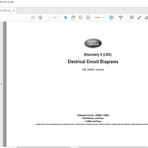 2006 Land Rover L319 LR3 (LR3) LHD Discovery 3 Electrical Circuit Diagrams Manual - PDF DOWNLOAD