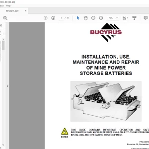 CAT BUCYRUS MINE POWER STORAGE BATTERIES INSTALLATION, USE, MAINTENANCE & REPAIR MANUAL PN A6474X26 - PDF DOWNLOAD
