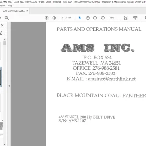 CAT Bucyrus 48 SINGEL 200 HP BELT DRIVE Parts & Operations Manual S/N:AMS-1107 - PDF DOWNLOAD